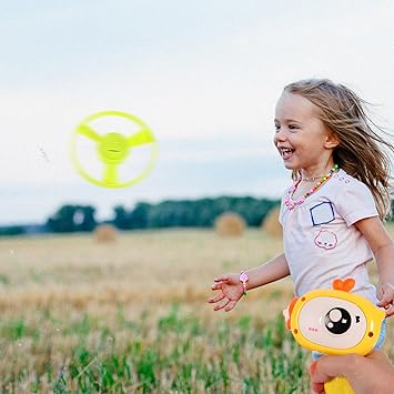 2in1 Fun Gun Flying Saucer & Top Spin Launcher Toy